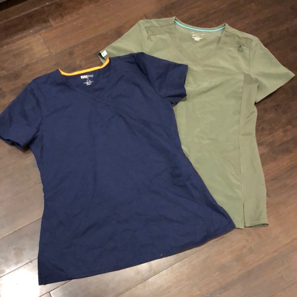 2 Scrubstar tops. blue & green scrubs short sleeve T-shirt. Stretchy!